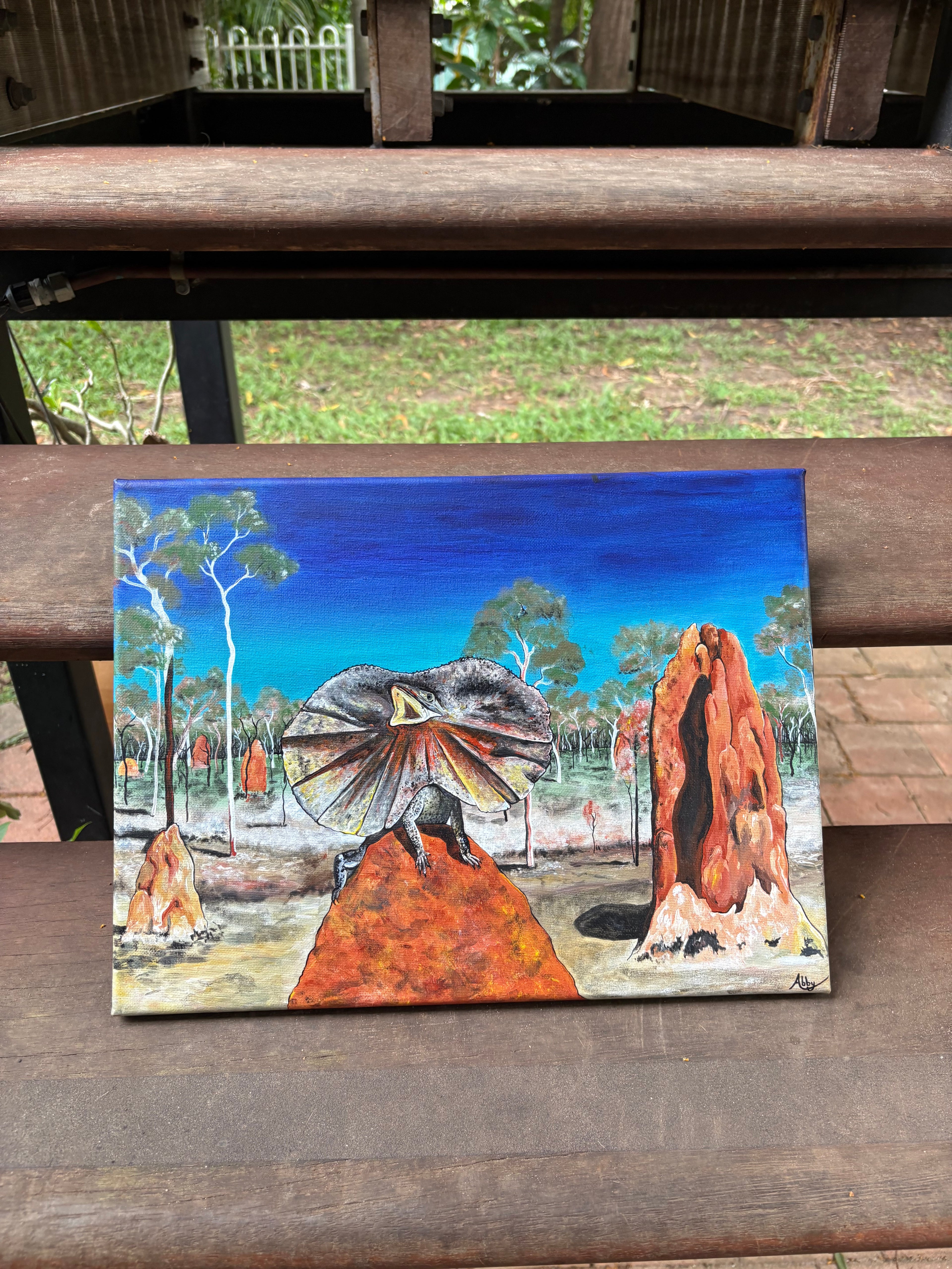 Frill-Neck Lizard; Original Painting