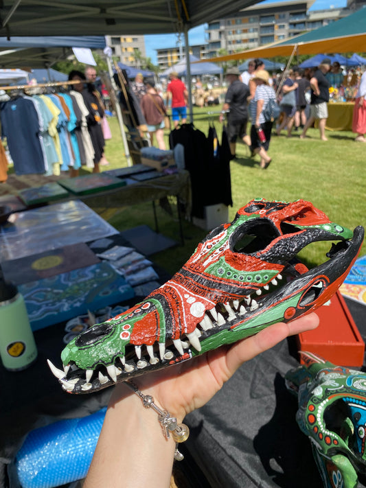 Earthy Croc Skull Original Painting