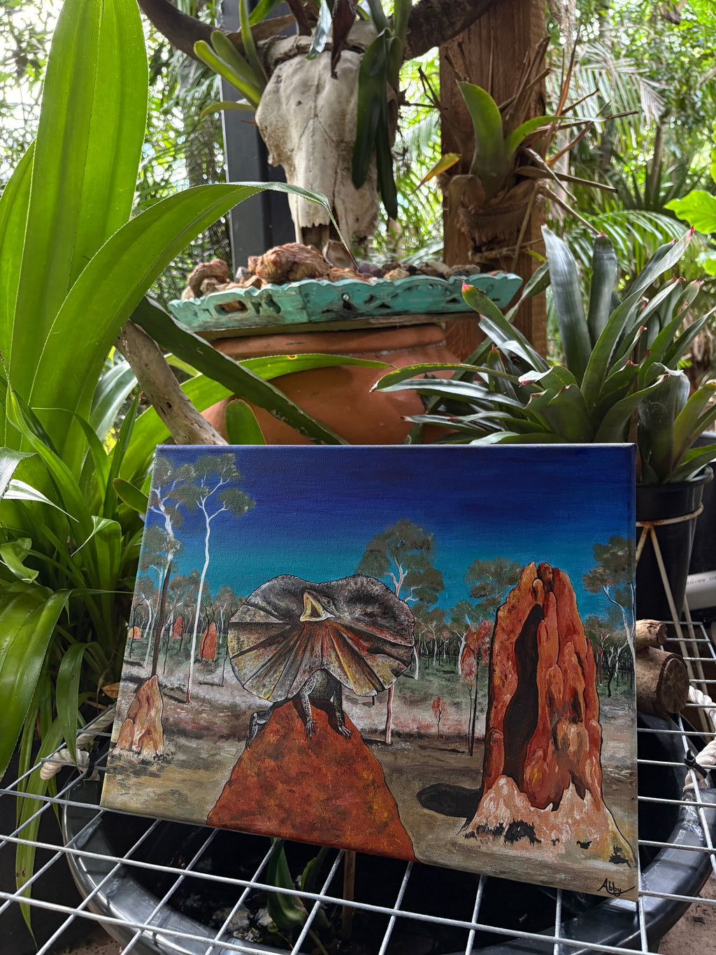 Frill-Neck Lizard; Original Painting