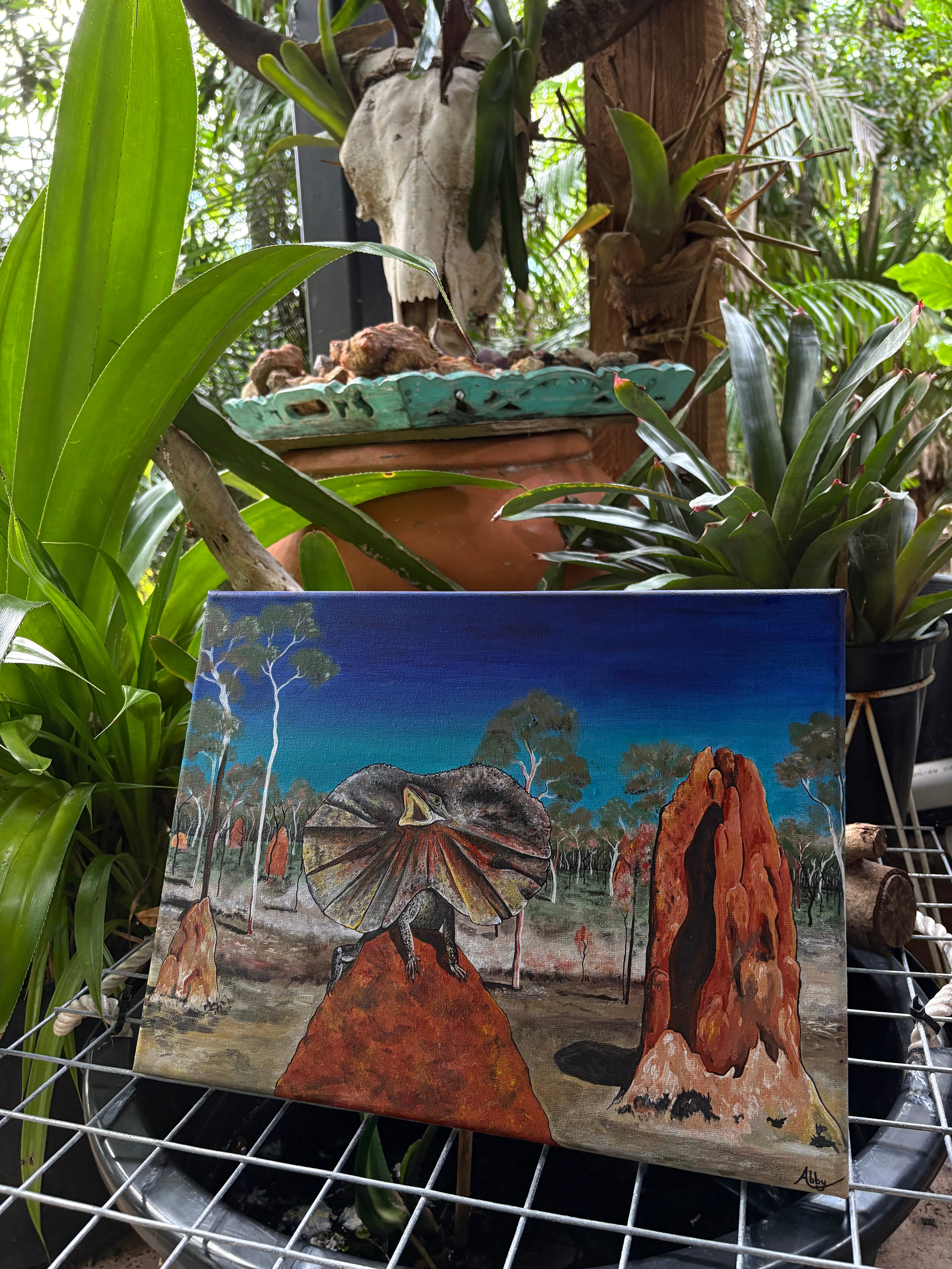 Frill-Neck Lizard; Original Painting
