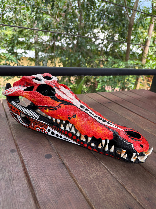 Commission Original Painting- Croc Skull