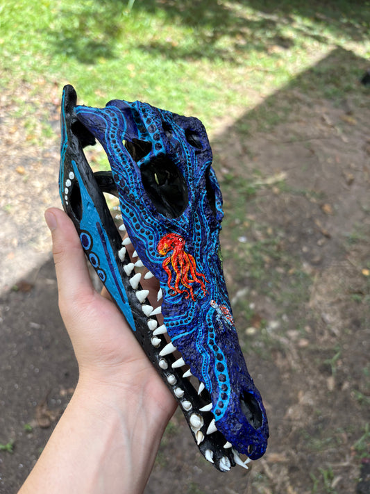 Featured Animals- Commission Croc Skull Original Painting