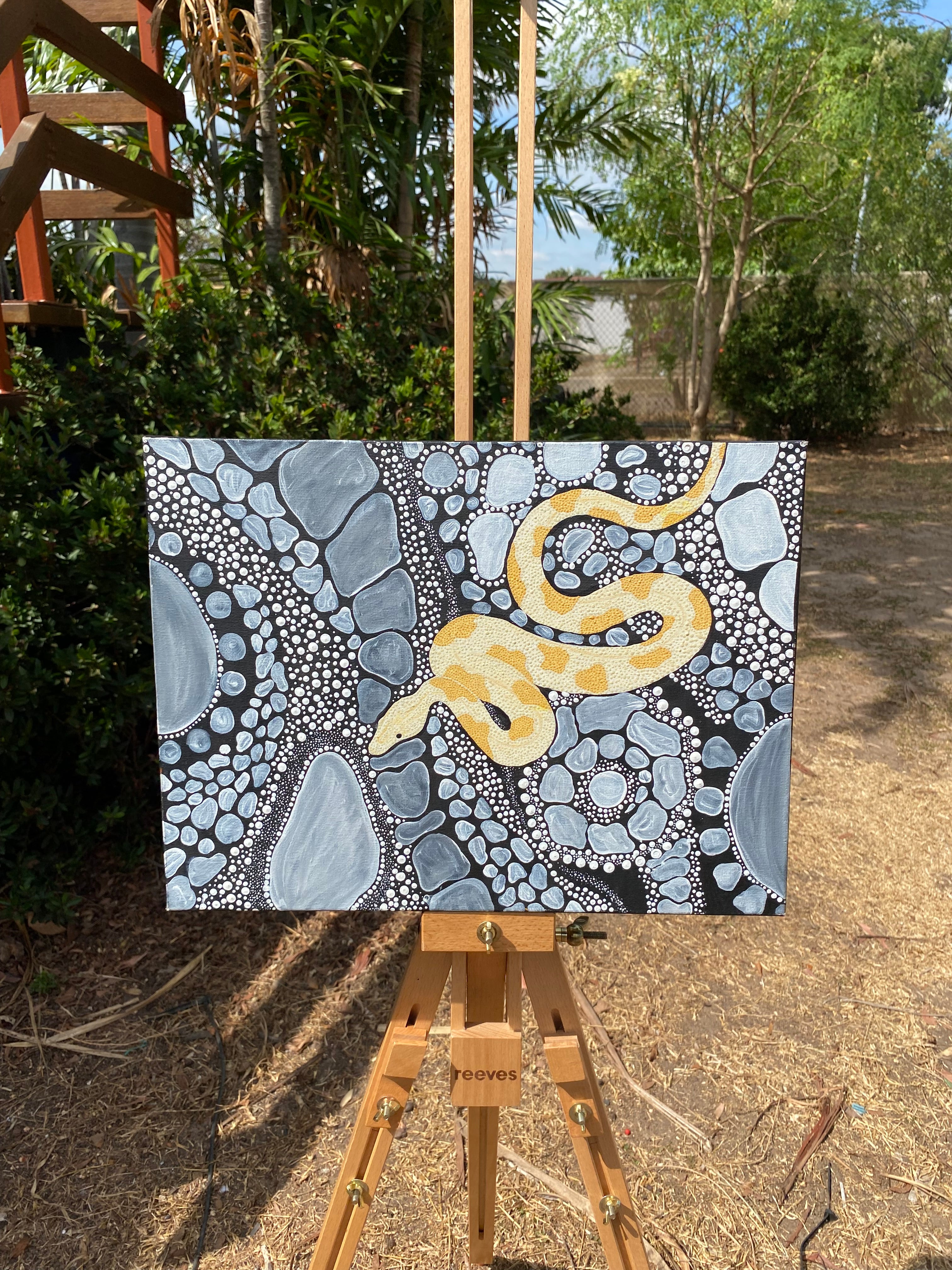 Albino Carpet Python; Original Painting