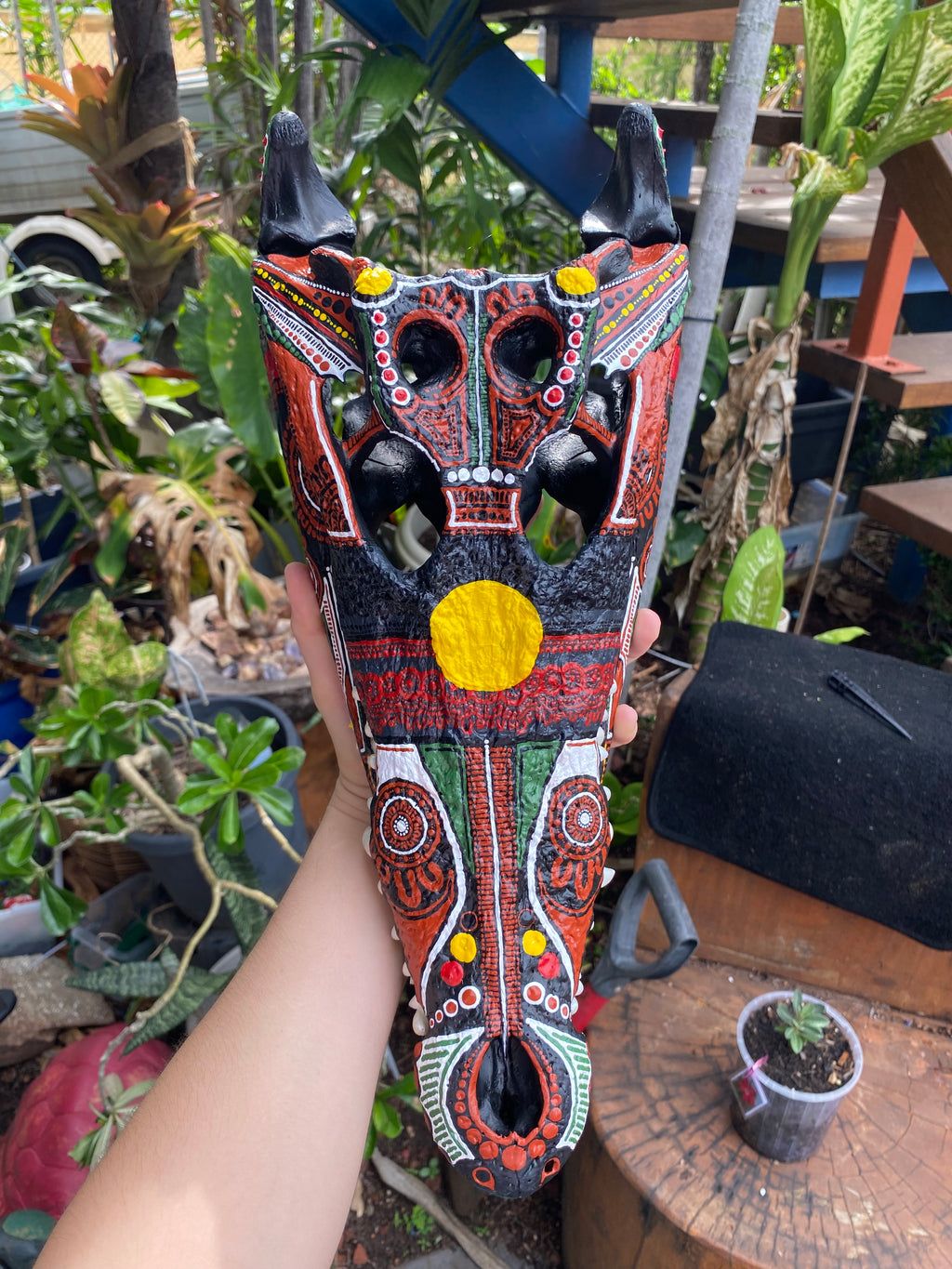 Commission Crocodile Skull; Aboriginal Flag