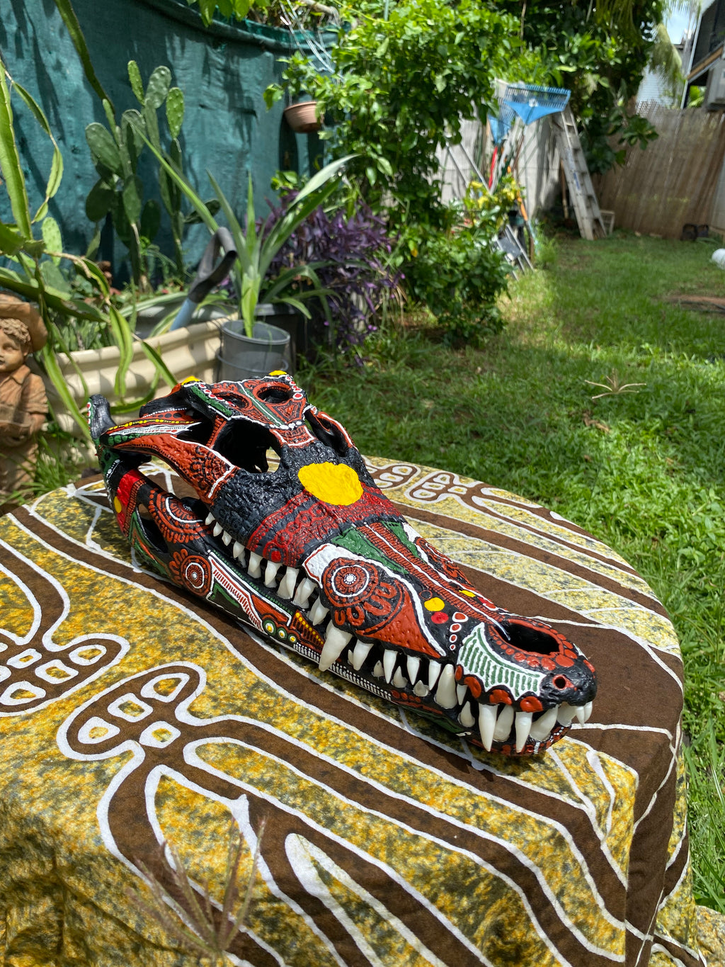Commission Crocodile Skull; Aboriginal Flag