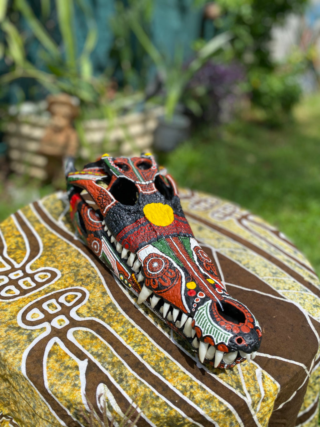 Commission Crocodile Skull; Aboriginal Flag